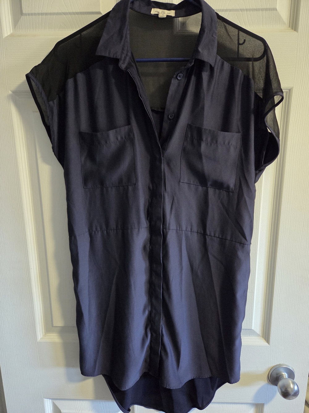 size S navy shirt dress with sheer back
